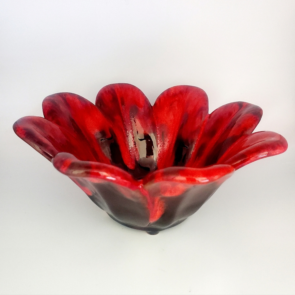 EVANGELINE Red Flower Ceramic Jewellery Dish Makeup Storage Trinket Bowl Boho